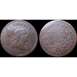 1797 Half Cent, C-1, 1 Above 1, F Details