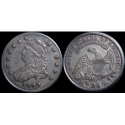 1822 Bust Quarter, Browning-2 B2 Error Fraction 25/50 C, PCGS Genuine (XF+ Details)