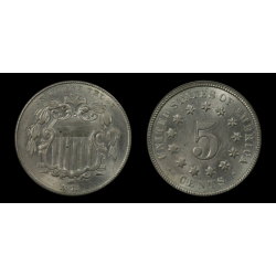 1873 Shield Nickel, Open 3, CH BU+
