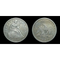 1864 Seated Liberty Dollar, AU Details 