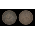 1856-S Seated Liberty Quarter, XF Details