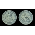 1858-S Seated Liberty Quarter, VF Details