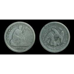 1867-S Seated Liberty Quarter, F Details