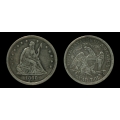 1868-S Seated Liberty Quarter, Briggs 1-A, XF 