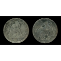 1868-S Seated Liberty Quarter, VG Details 