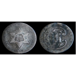 1855/55 Three Cent Silver, G- Obverse, VG Reverse