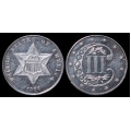 1866 Three Cent Silver, T-3, Choice BU