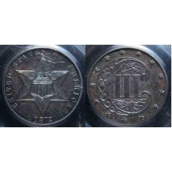 1872 Three Cent Silver, T-3, PCGS MS 62