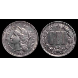 1869 Three Cent Nickel, Choice BU
