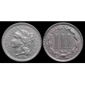 1878 Three Cent Nickel, AU 55