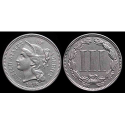 1878 Three Cent Nickel, AU 55