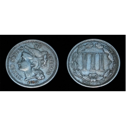 1879 Three Cent Nickel, Very nice XF+