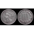 1879 Three Cent Nickel, XF Details