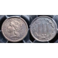 1882 Three Cent Nickel, PCGS AU 55