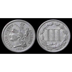 1882 Three Cent Nickel, VF/XF