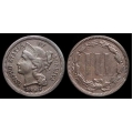 1883 Three Cent Nickel, AU 50+ Details