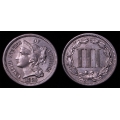 1885 Three Cent Nickel, AU Details