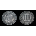 1888 Three Cent Nickel, Decent AU