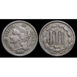 1888 Three Cent Nickel, Original XF