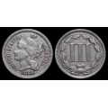 1888 Three Cent Nickel, Original XF/AU
