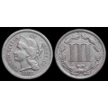 1888 Three Cent Nickel, Original XF/AU