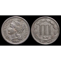 1888 Three Cent Nickel, XF+