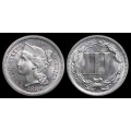 1889 Three Cent Nickel, Choice BU++