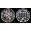 1889 Three Cent Nickel, Choice Cameo Proof