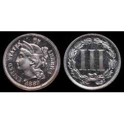 1889 Three Cent Nickel, Choice Cameo Proof