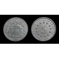 1870 18/18 Shield Nickel, Nice Original AU+