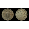 1883/1883 Shield Nickel, AU58+