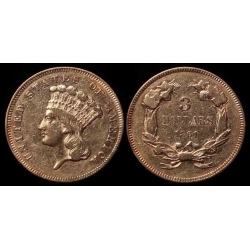$3.00 Gold, 1861, AU Details