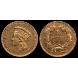 $3.00 Gold, 1867, AU Details