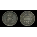 1838 Seated Liberty Dime, Small Stars, XF-