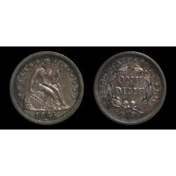 1845/45 Seated Liberty Dime, AU+ Details