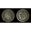 1858-S Seated Liberty Dime, F Details