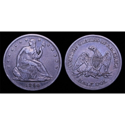 1860 Seated Liberty Half, WB-102, Type 2 Reverse, Sharp XF Details