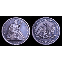 1862 Seated Liberty Half, XF Details