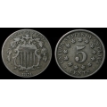 1874 Shield Nickel, DDO, VF Details