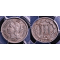 1886 Three Cent Nickel, PCGS Proof 50