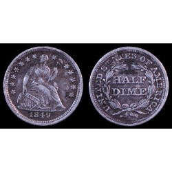 1849 over so-called 8/early die state Seated Liberty Half Dime, XF/AU Details