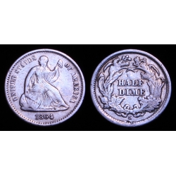 1864-S Seated Liberty Half Dime, XF+ or Better Details