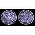 1865/1865-S Seated Liberty Half Dime, VF+ Details