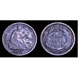1865/1865-S Seated Liberty Half Dime, VF+ Details