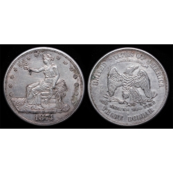 1874-S Trade Dollar, AU Details