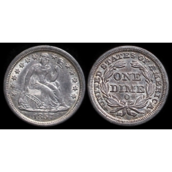 1857-O Seated Liberty Dime, Lg O, 1/1 date, G-102, Ch Orig AU++