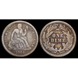 1864-S Seated Liberty Dime, VF Details