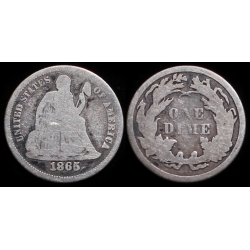 1865 Seated Liberty Dime, VG Details