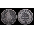 1866 Seated Liberty Dime, VG/G-