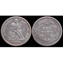 1878-CC Seated Liberty Dime, T-2 Reverse, XF